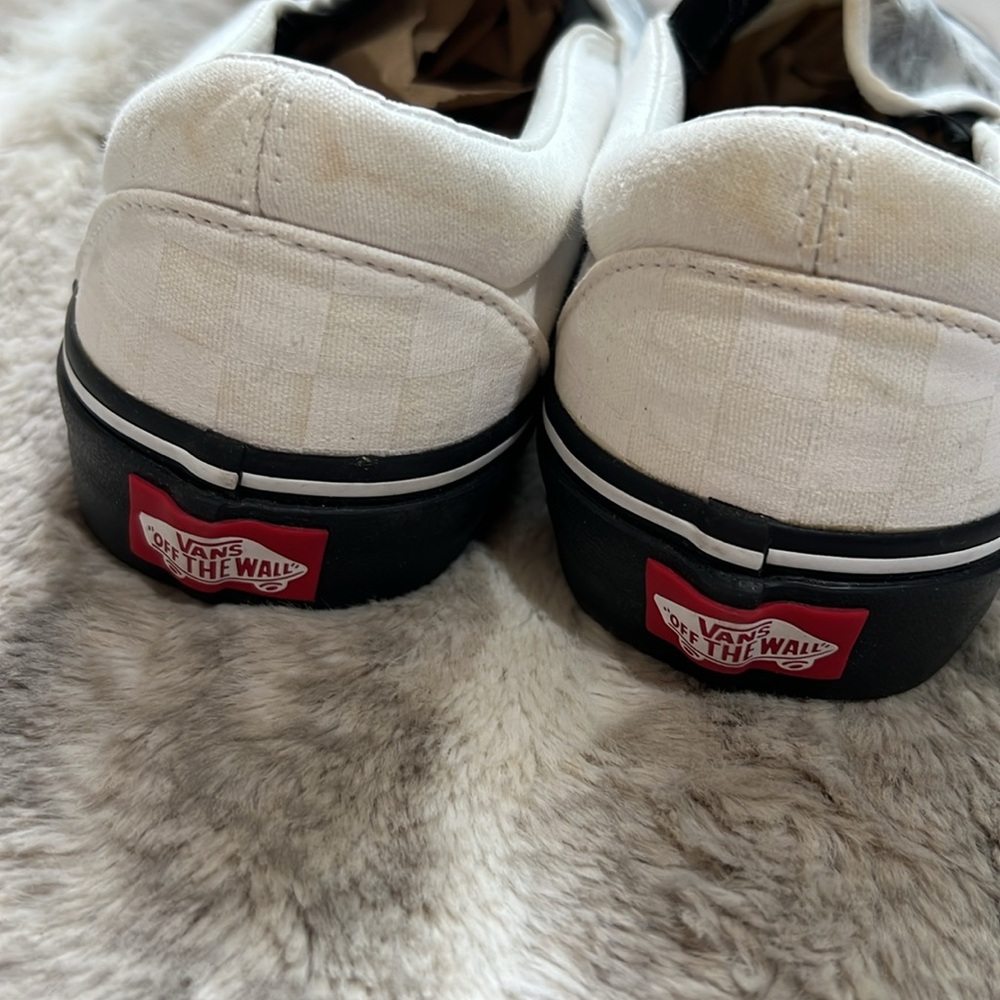 Vans White and Black custom Slip-On Sneakers - Picture 6 of 10